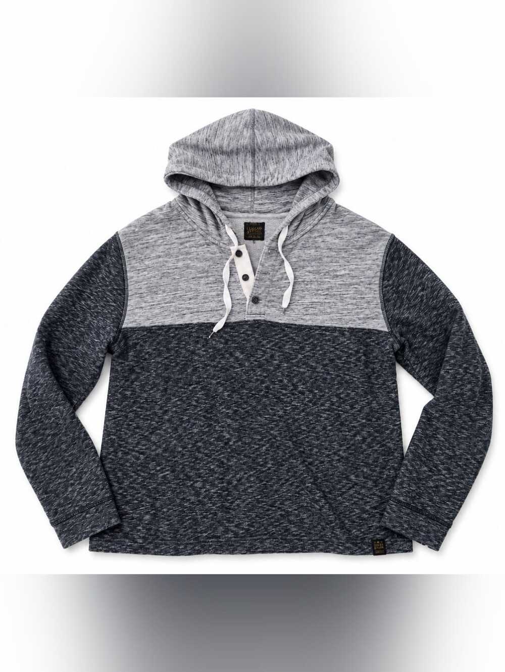 Lucky Brand Two-Tone Gray Hooded Henley Pullover